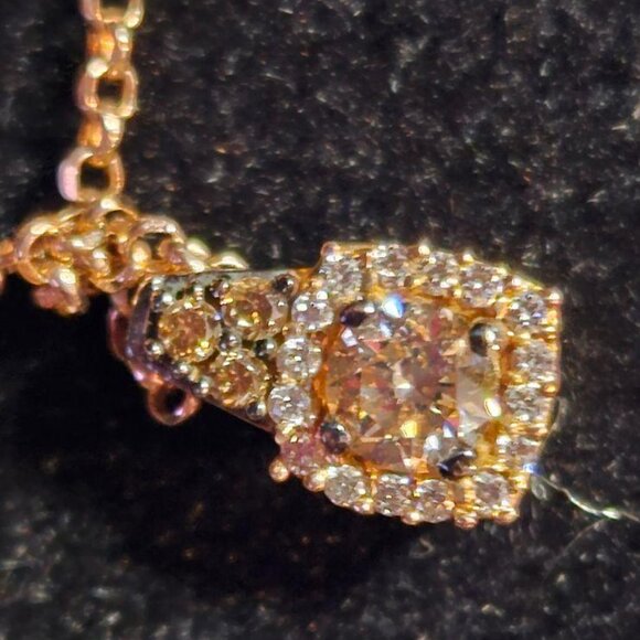 NIB 14k Le Vian rose gold chocolate diamond necklace and earring set - Picture 16 of 16